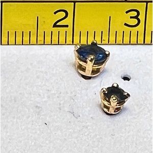 Two pair Deep blue saffire studs in 14 k gold setting